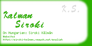 kalman siroki business card